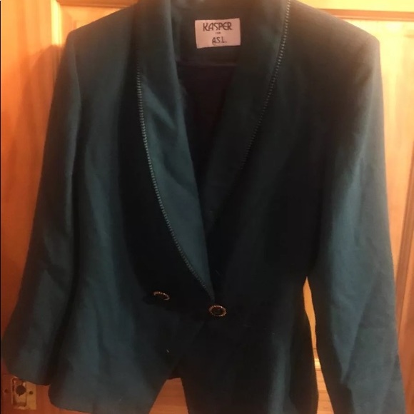 Kasper blazer size 12 emerald green wool - Picture 6 of 8